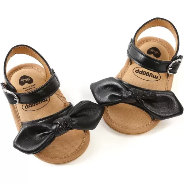 SOFMUO Baby Girl Sandals Bowknot Soft Infant Girls Princess Dress Summer Walking ShoesABlack