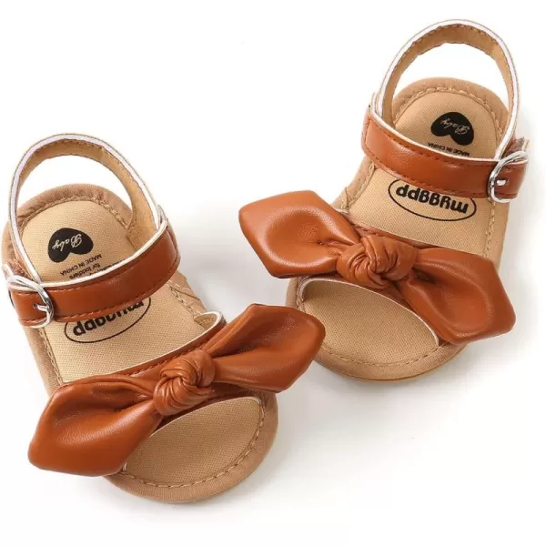 SOFMUO Baby Girl Sandals Bowknot Soft Infant Girls Princess Dress Summer Walking ShoesABrown