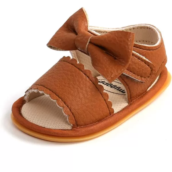 SOFMUO Baby Girl Sandals Bowknot Soft Infant Girls Princess Dress Summer Walking ShoesCBrown