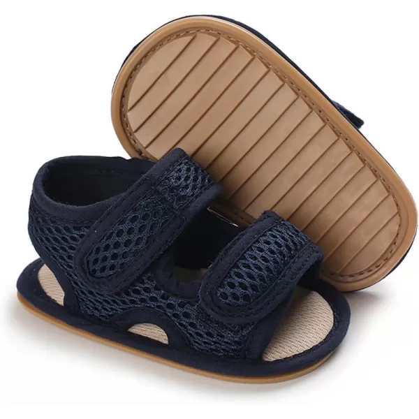 SOFMUO Baby Girls Boys Sparkly Bowknot Sandals Premium Soft AntiSlip Rubber Sole Infant Summer Outdoor Shoes Toddler First WalkersA01Navy