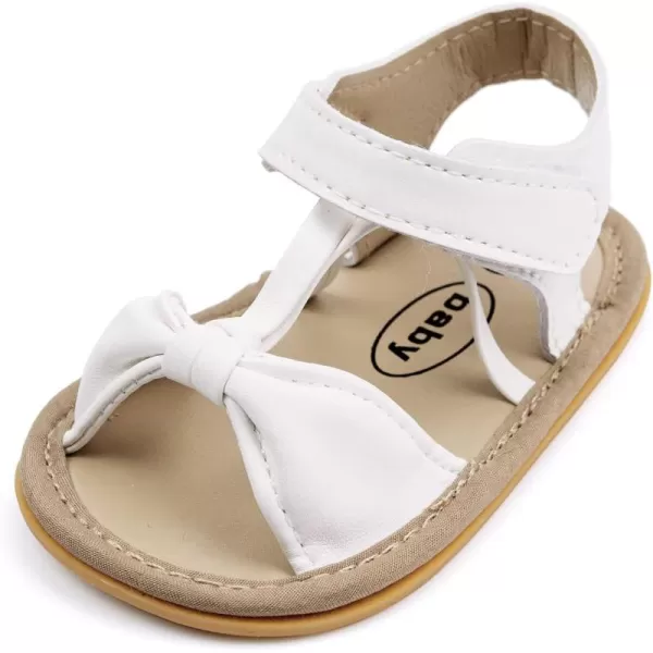 SOFMUO Baby Girls Boys Sparkly Bowknot Sandals Premium Soft AntiSlip Rubber Sole Infant Summer Outdoor Shoes Toddler First WalkersA05White