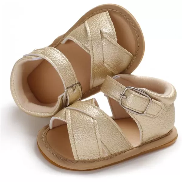 SOFMUO Baby Girls Boys Sparkly Bowknot Sandals Premium Soft AntiSlip Rubber Sole Infant Summer Outdoor Shoes Toddler First WalkersAgold