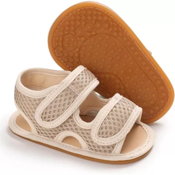 SOFMUO Baby Girls Boys Sparkly Bowknot Sandals Premium Soft AntiSlip Rubber Sole Infant Summer Outdoor Shoes Toddler First WalkersDkhaki