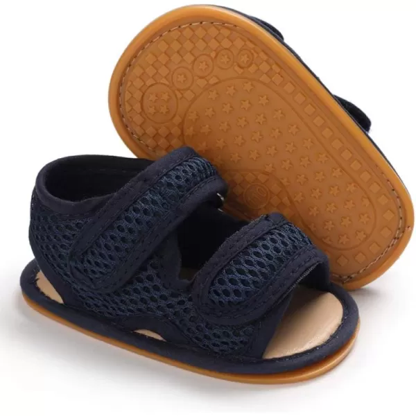 SOFMUO Baby Girls Boys Sparkly Bowknot Sandals Premium Soft AntiSlip Rubber Sole Infant Summer Outdoor Shoes Toddler First WalkersDnavy