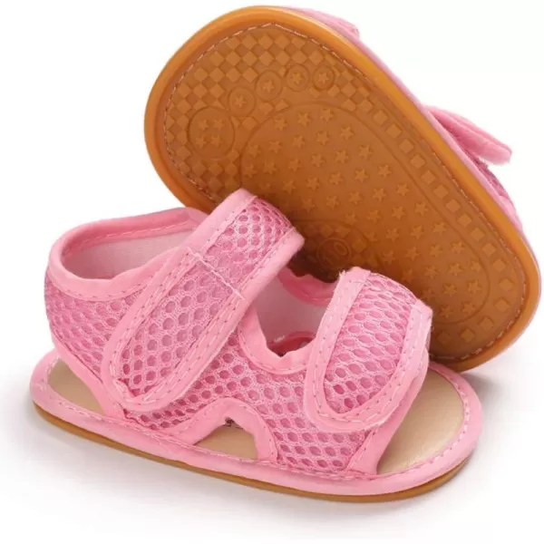 SOFMUO Baby Girls Boys Sparkly Bowknot Sandals Premium Soft AntiSlip Rubber Sole Infant Summer Outdoor Shoes Toddler First WalkersDpink