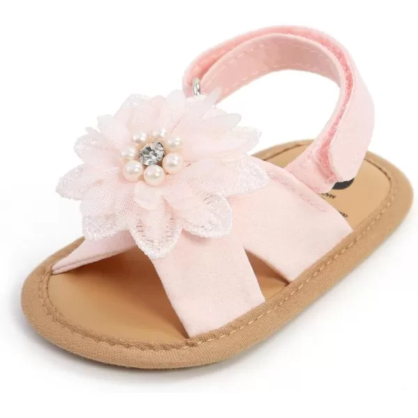 SOFMUO Baby Girls Floral Closed Toe Sandals NonSlip Soft Rubber Sole Infant Toddler Summer Walking ShoesA03White