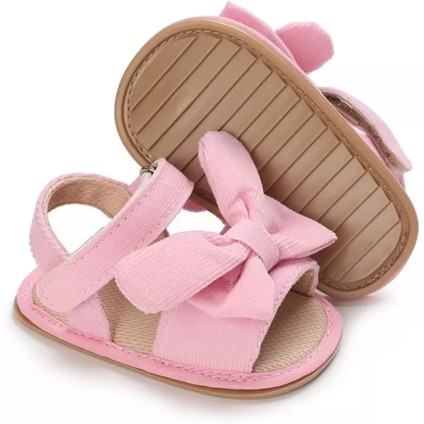 SOFMUO Baby Girls Floral Closed Toe Sandals NonSlip Soft Rubber Sole Infant Toddler Summer Walking ShoesA04Pink