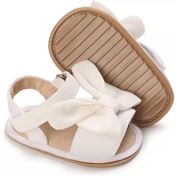 SOFMUO Baby Girls Floral Closed Toe Sandals NonSlip Soft Rubber Sole Infant Toddler Summer Walking ShoesA04White