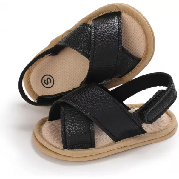SOFMUO Baby Girls Floral Closed Toe Sandals NonSlip Soft Rubber Sole Infant Toddler Summer Walking ShoesA05Black