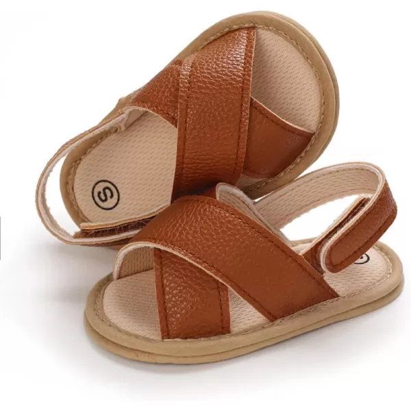 SOFMUO Baby Girls Floral Closed Toe Sandals NonSlip Soft Rubber Sole Infant Toddler Summer Walking ShoesA05Brown