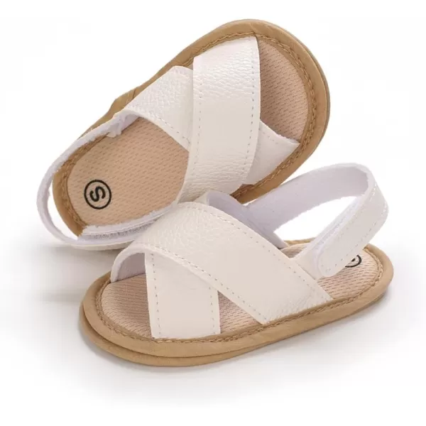 SOFMUO Baby Girls Floral Closed Toe Sandals NonSlip Soft Rubber Sole Infant Toddler Summer Walking ShoesA05White