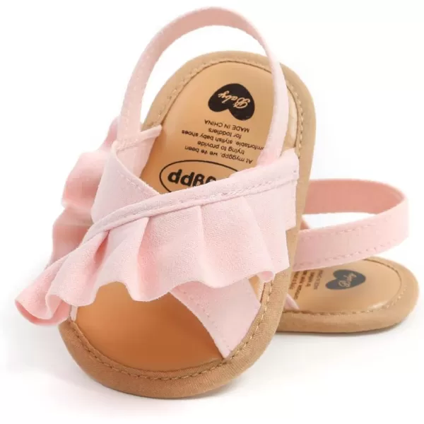 SOFMUO Baby Girls Floral Closed Toe Sandals NonSlip Soft Rubber Sole Infant Toddler Summer Walking ShoesA06Pink