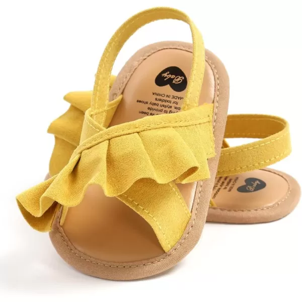 SOFMUO Baby Girls Floral Closed Toe Sandals NonSlip Soft Rubber Sole Infant Toddler Summer Walking ShoesA06Yellow
