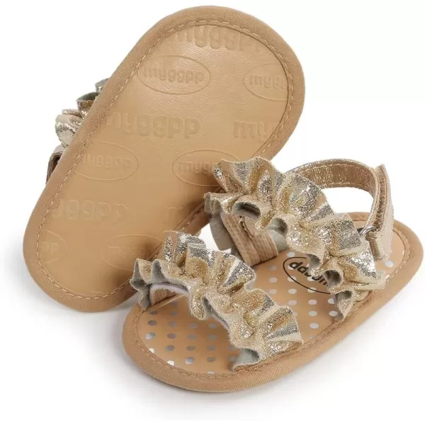 SOFMUO Baby Girls Floral Closed Toe Sandals NonSlip Soft Rubber Sole Infant Toddler Summer Walking ShoesA2Gold