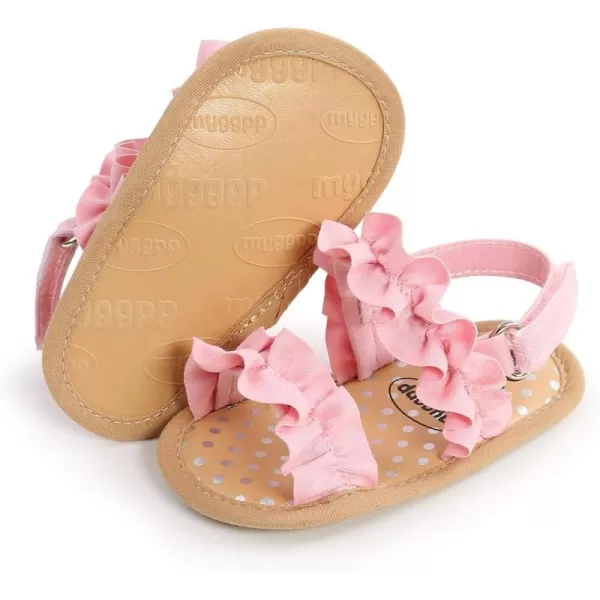 SOFMUO Baby Girls Floral Closed Toe Sandals NonSlip Soft Rubber Sole Infant Toddler Summer Walking ShoesA2Pink