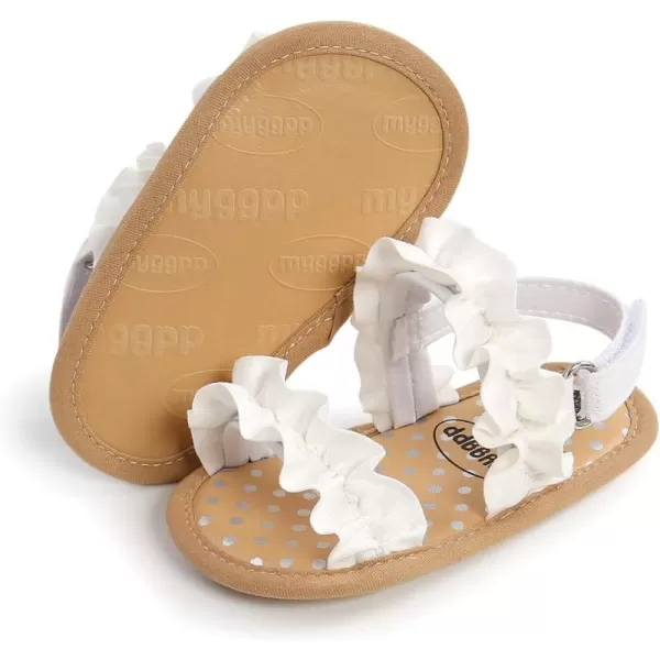 SOFMUO Baby Girls Floral Closed Toe Sandals NonSlip Soft Rubber Sole Infant Toddler Summer Walking ShoesA2White