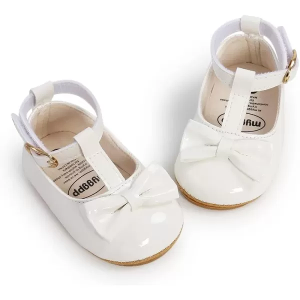 SOFMUO Baby Girls Mary Jane Flats with Bowknot Ballet Slippers Toddler First Walkers Infant Princess Wedding Christmas Dress ShoesA00White
