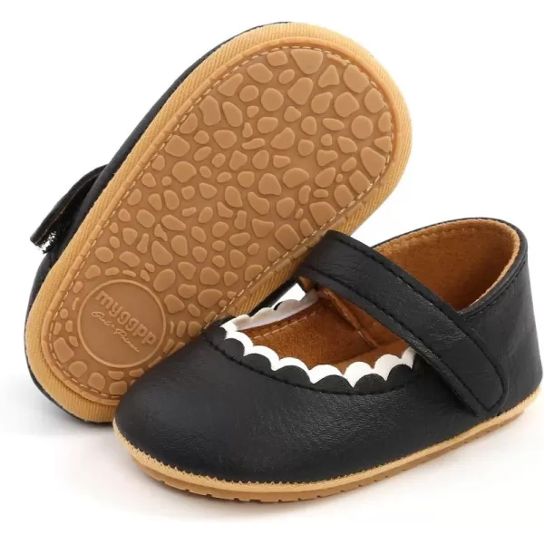 SOFMUO Baby Girls Mary Jane Flats with Bowknot Ballet Slippers Toddler First Walkers Infant Princess Wedding Christmas Dress ShoesA01Black