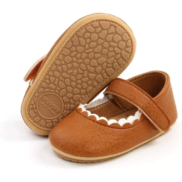 SOFMUO Baby Girls Mary Jane Flats with Bowknot Ballet Slippers Toddler First Walkers Infant Princess Wedding Christmas Dress ShoesA01Brown