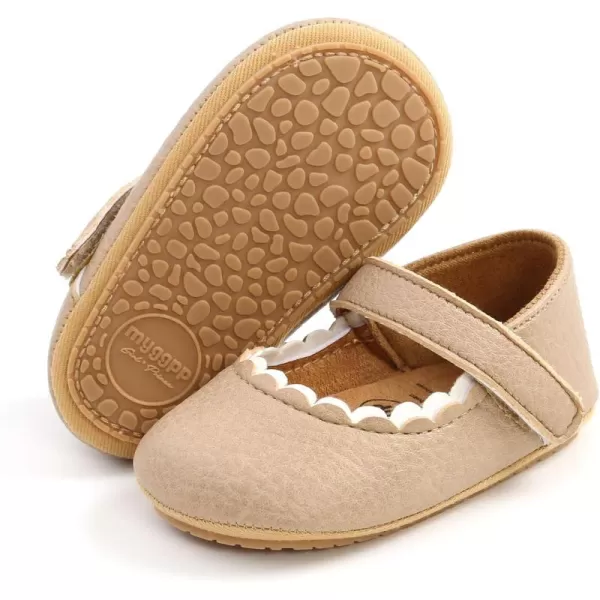 SOFMUO Baby Girls Mary Jane Flats with Bowknot Ballet Slippers Toddler First Walkers Infant Princess Wedding Christmas Dress ShoesA01Khaki