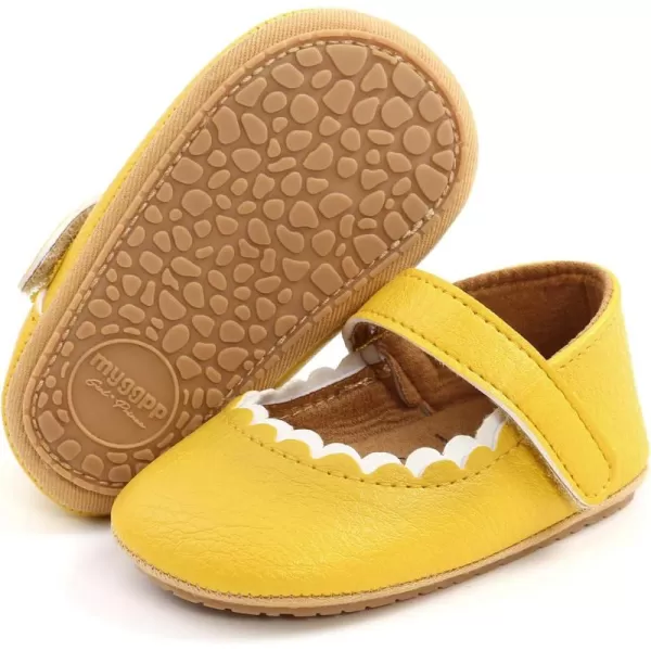 SOFMUO Baby Girls Mary Jane Flats with Bowknot Ballet Slippers Toddler First Walkers Infant Princess Wedding Christmas Dress ShoesA01Yellow