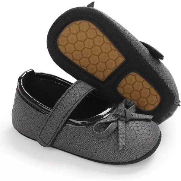 SOFMUO Baby Girls Mary Jane Flats with Bowknot Ballet Slippers Toddler First Walkers Infant Princess Wedding Christmas Dress ShoesBBlack