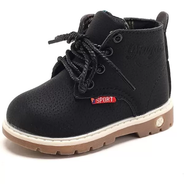 SOFMUO Baby Kids Boots  Boys Girls Rubber Sole PU Leather Warm Winter Shoes Hiking Snow Ankle Boots ToddlerLittle KidABlack