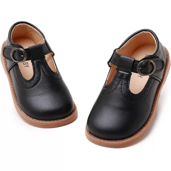 SOFMUO Toddler Girl Mary Jane Shoes Bowknot Ballet Flats for Little Girls Party School Wedding Uniform Princess Dress ShoesCBlack