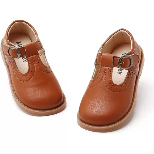 SOFMUO Toddler Girl Mary Jane Shoes Bowknot Ballet Flats for Little Girls Party School Wedding Uniform Princess Dress ShoesCBrown