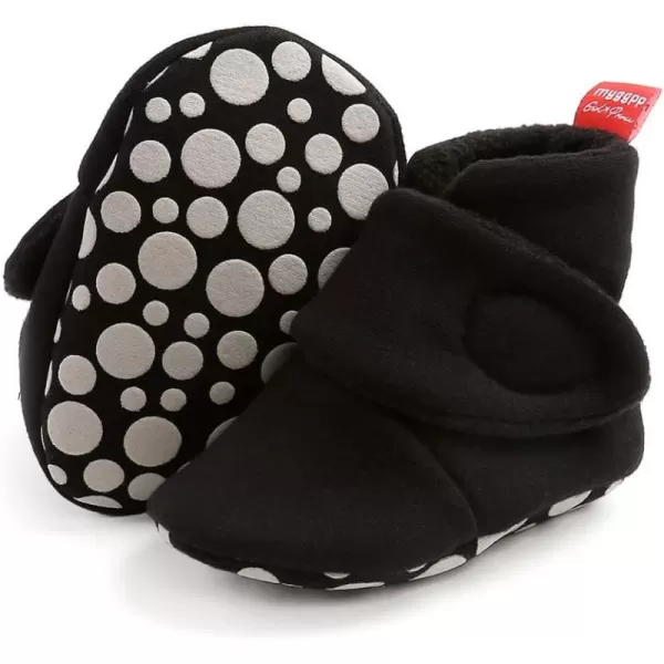 SOFMUO Unisex Baby Girl Boy Slippers Lightweight NonSlip Indoor Moccasins House Shoes Toddler BootiesA00Black