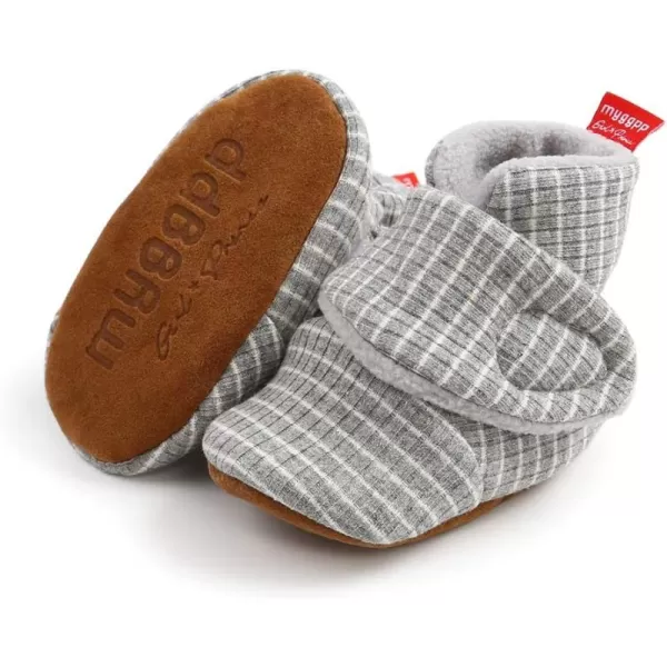 SOFMUO Unisex Baby Girl Boy Slippers Lightweight NonSlip Indoor Moccasins House Shoes Toddler BootiesStripeLight Grey