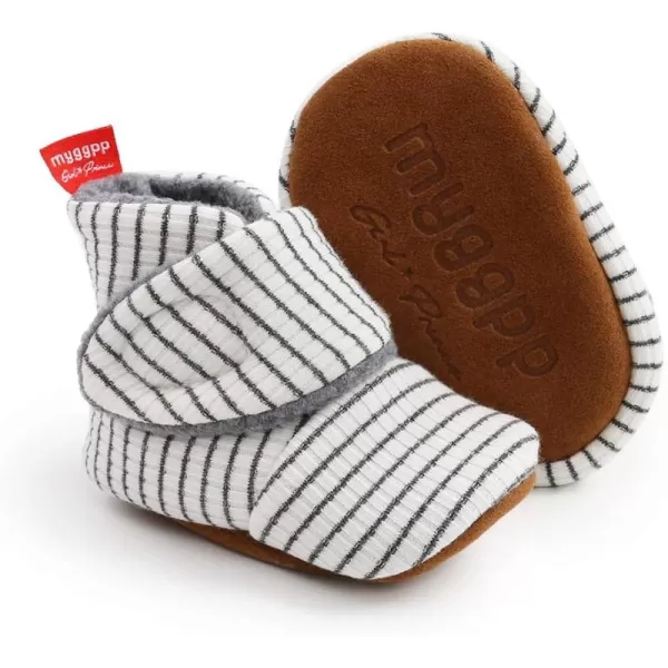 SOFMUO Unisex Baby Girl Boy Slippers Lightweight NonSlip Indoor Moccasins House Shoes Toddler BootiesStripeWhite