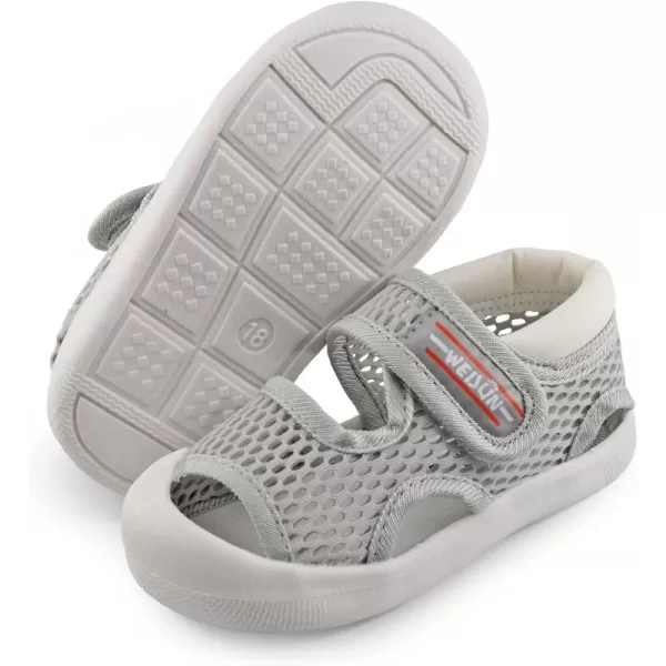 Toddler Boys Girls Unisex Baby Summer Sport Sandals Closed Toe NonSlip Rubber Sole Pool Beach Mesh Sneakers Lightweight Outdoor Water ShoesAGrey