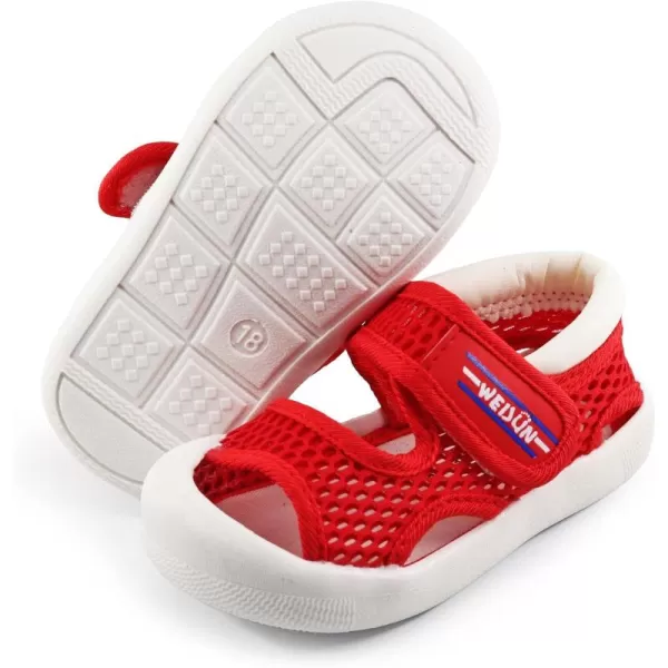 Toddler Boys Girls Unisex Baby Summer Sport Sandals Closed Toe NonSlip Rubber Sole Pool Beach Mesh Sneakers Lightweight Outdoor Water ShoesARed
