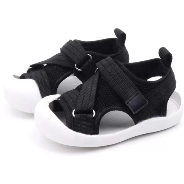 Toddler Boys Girls Unisex Baby Summer Sport Sandals Closed Toe NonSlip Rubber Sole Pool Beach Mesh Sneakers Lightweight Outdoor Water ShoesBblack