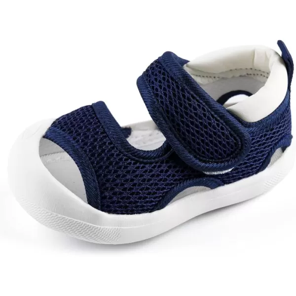 Toddler Boys Girls Unisex Baby Summer Sport Sandals Closed Toe NonSlip Rubber Sole Pool Beach Mesh Sneakers Lightweight Outdoor Water ShoesDNavy