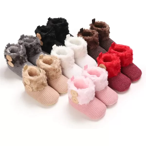 SOFMUO Baby Boy Girl Fleece Booties NonSlip Soft Sole Infant Slippers Newborn Warm Cotton Socks Toddler Cozy Winter Walking ShoesBBeige1218 Months