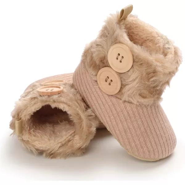 SOFMUO Baby Boy Girl Fleece Booties NonSlip Soft Sole Infant Slippers Newborn Warm Cotton Socks Toddler Cozy Winter Walking ShoesBBeige1218 Months