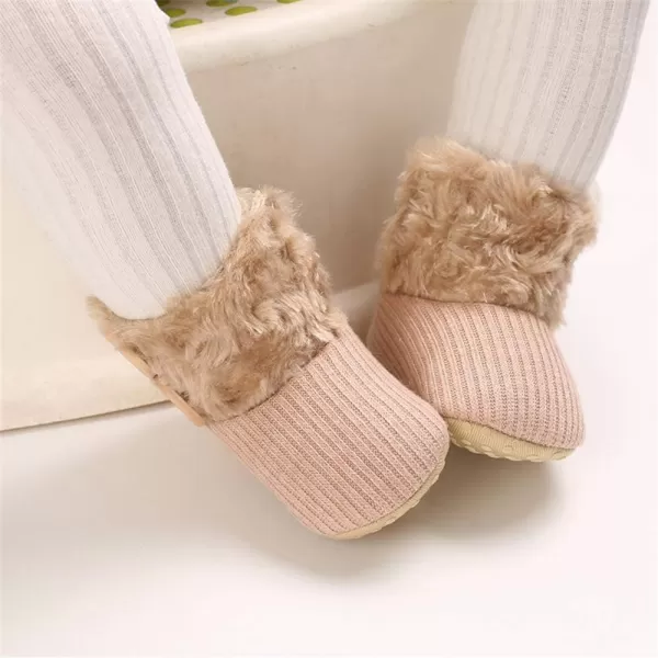 SOFMUO Baby Boy Girl Fleece Booties NonSlip Soft Sole Infant Slippers Newborn Warm Cotton Socks Toddler Cozy Winter Walking ShoesBBeige1218 Months