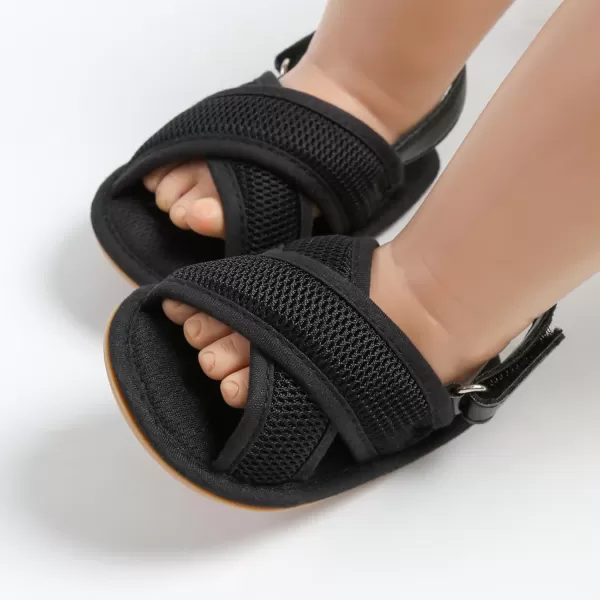 SOFMUO Baby Girls Boys Sandals Premium Soft AntiSlip Rubber Sole Infant Summer Outdoor Shoes Toddler First WalkersA01Black