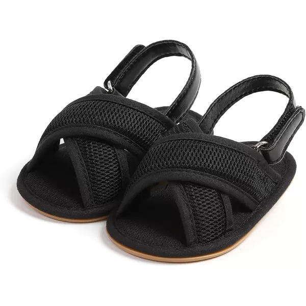 SOFMUO Baby Girls Boys Sandals Premium Soft AntiSlip Rubber Sole Infant Summer Outdoor Shoes Toddler First WalkersA01Black