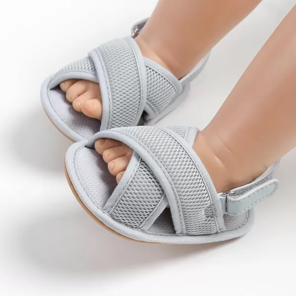 SOFMUO Baby Girls Boys Sandals Premium Soft AntiSlip Rubber Sole Infant Summer Outdoor Shoes Toddler First WalkersA01Grey