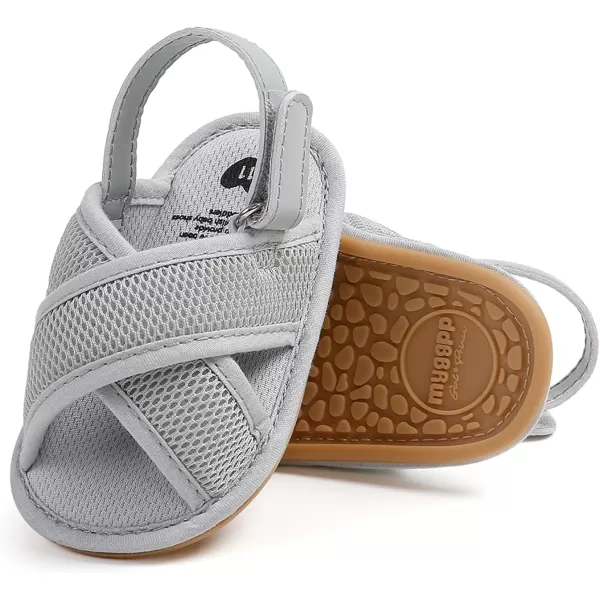 SOFMUO Baby Girls Boys Sandals Premium Soft AntiSlip Rubber Sole Infant Summer Outdoor Shoes Toddler First WalkersA01Grey