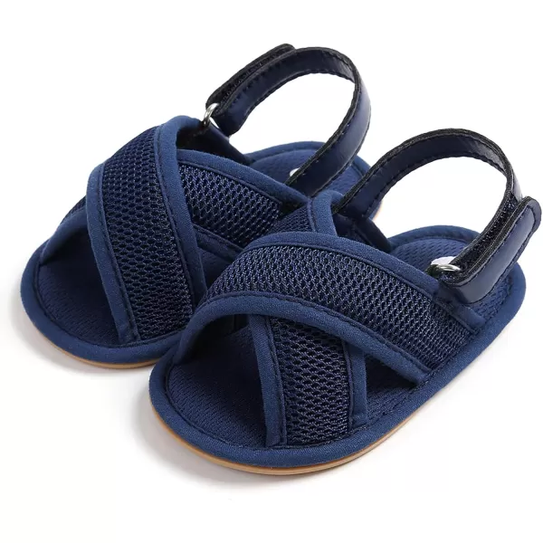 SOFMUO Baby Girls Boys Sandals Premium Soft AntiSlip Rubber Sole Infant Summer Outdoor Shoes Toddler First WalkersA01Navy
