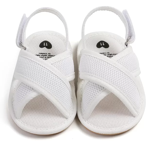 SOFMUO Baby Girls Boys Sandals Premium Soft AntiSlip Rubber Sole Infant Summer Outdoor Shoes Toddler First WalkersA01White