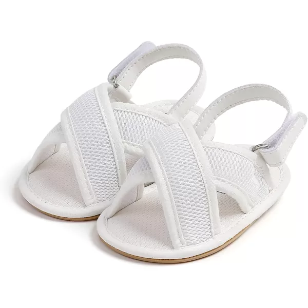 SOFMUO Baby Girls Boys Sandals Premium Soft AntiSlip Rubber Sole Infant Summer Outdoor Shoes Toddler First WalkersA01White