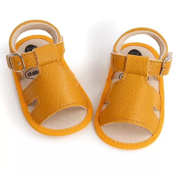 SOFMUO Baby Girls Boys Sandals Premium Soft AntiSlip Rubber Sole Infant Summer Outdoor Shoes Toddler First WalkersDYellow