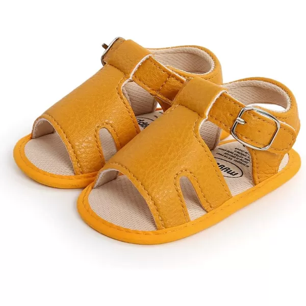 SOFMUO Baby Girls Boys Sandals Premium Soft AntiSlip Rubber Sole Infant Summer Outdoor Shoes Toddler First WalkersDYellow