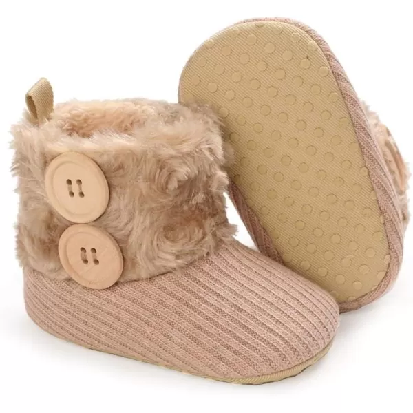 SOFMUO Baby Boy Girl Fleece Booties NonSlip Soft Sole Infant Slippers Newborn Warm Cotton Socks Toddler Cozy Winter Walking ShoesBBeige1218 Months