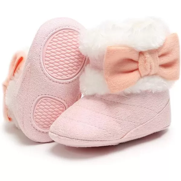 SOFMUO Baby Girls Boys Plush Snow Boots Soft Sole AntiSlip Mid Calf Warm Winter Toddler Walking Shoes